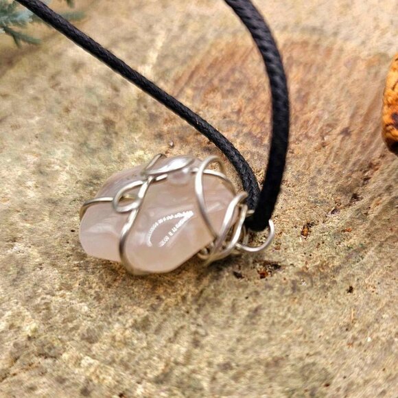 Nature Cherry Blossom Agate Star Wire Wrapped Pendant Necklace - Picture 10 of 10